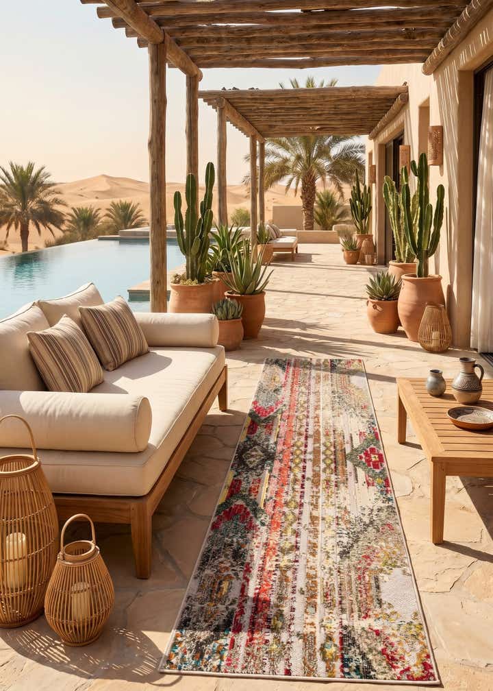 2' 7 x 10' Easy-Clean Casablanca Indoor / Outdoor Runner Rug