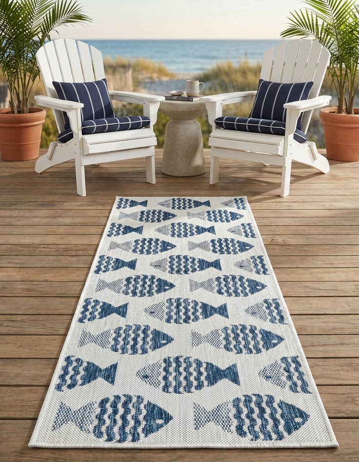 Detail image of 2' x 5' 3 Easy-Clean Coastal Indoor / Outdoor Runner Rug