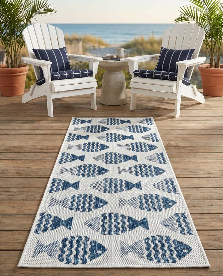 Detail image of 2' x 5' 3 Easy-Clean Coastal Indoor / Outdoor Runner Rug