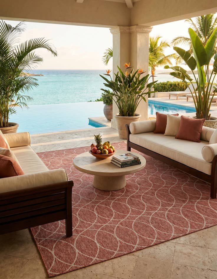 Detail image of 9' x 12' Easy-Clean Trellis Indoor / Outdoor Rug