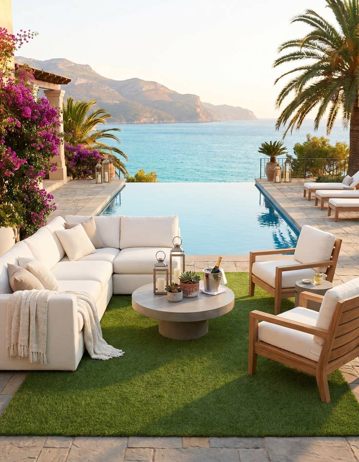 Detail image of 7' 10 x 10' Easy-Clean Grass Indoor / Outdoor Rug