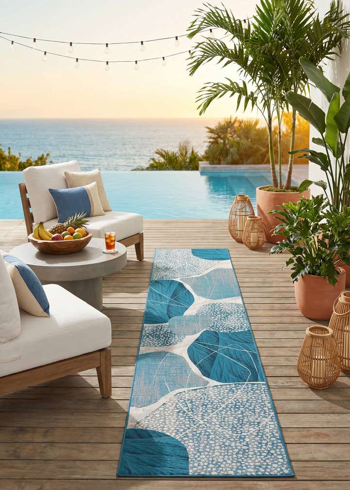 2' 7 x 12' Easy-Clean Modern Indoor / Outdoor Runner Rug