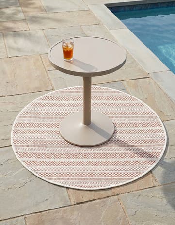 3' x 3' Easy-Clean Striped Indoor / Outdoor Round Rug