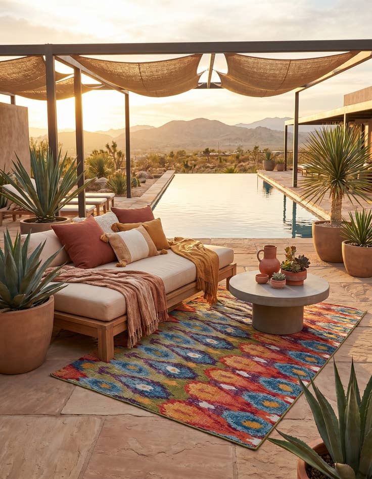 Detail image of 5' 3 x 8' Easy-Clean Modern Indoor / Outdoor Rug