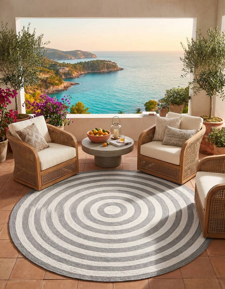 Detail image of 7' 10 x 7' 10 Easy-Clean Eco Verse Washable Indoor / Outdoor Round Rug