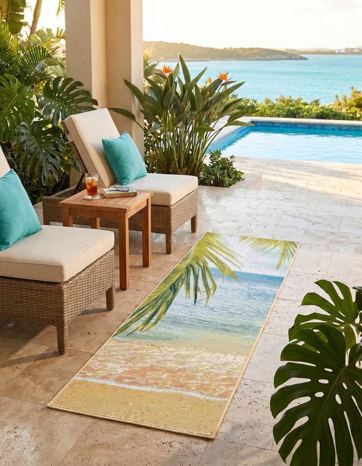 Detail image of 2' x 6' Easy-Clean Coastal Indoor / Outdoor Runner Rug