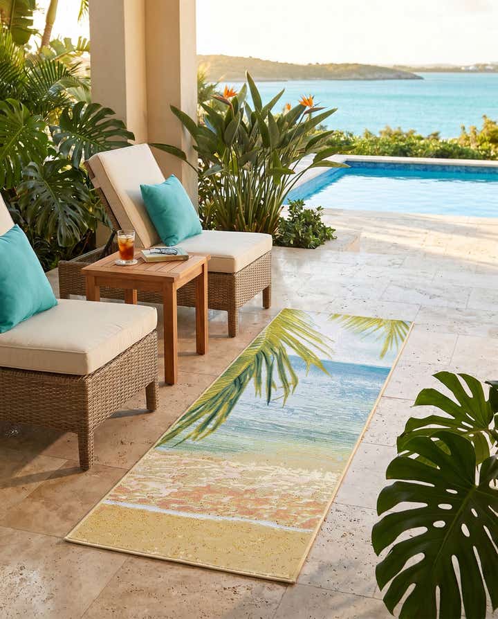 2' x 6' Easy-Clean Coastal Indoor / Outdoor Runner Rug