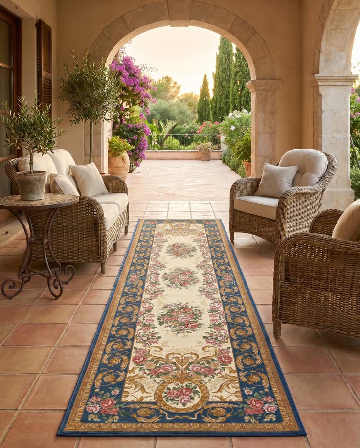 Detail image of 2' 7 x 10' Easy-Clean Traditional Indoor / Outdoor Runner Rug