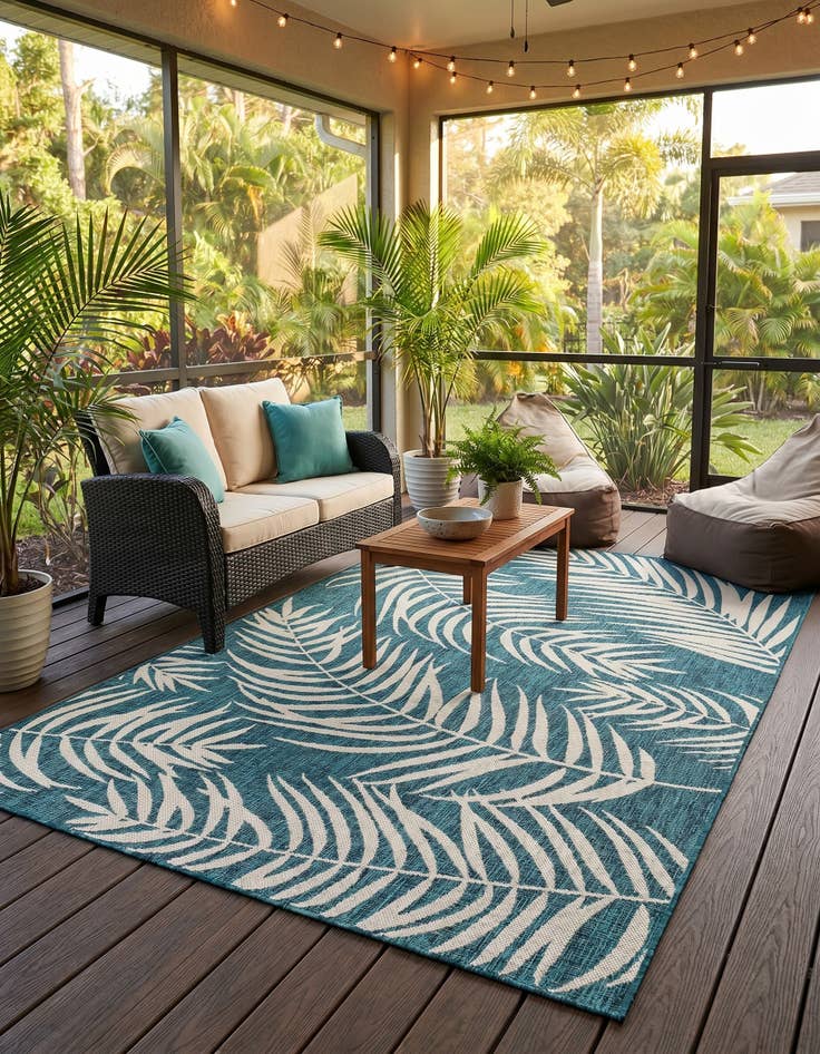 Detail image of 5' 3 x 8' Easy-Clean Botanical Indoor / Outdoor Rug