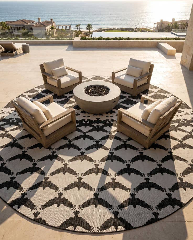 Detail image of 13' x 13' Easy-Clean Modern Indoor / Outdoor Round Rug