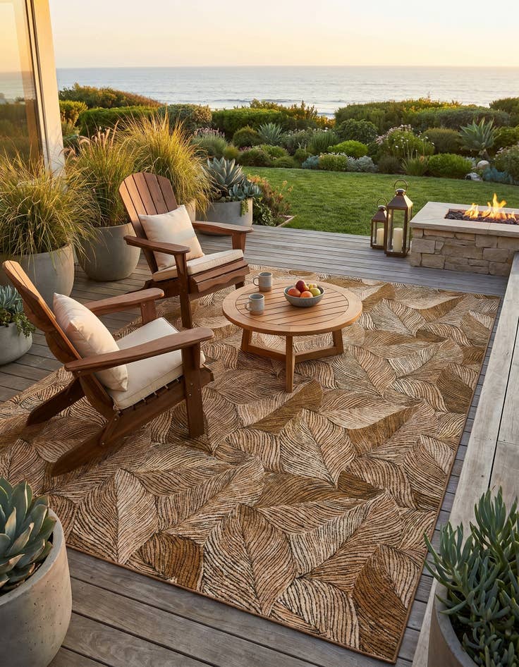 Detail image of 10' x 14' Easy-Clean Botanical Indoor / Outdoor Rug