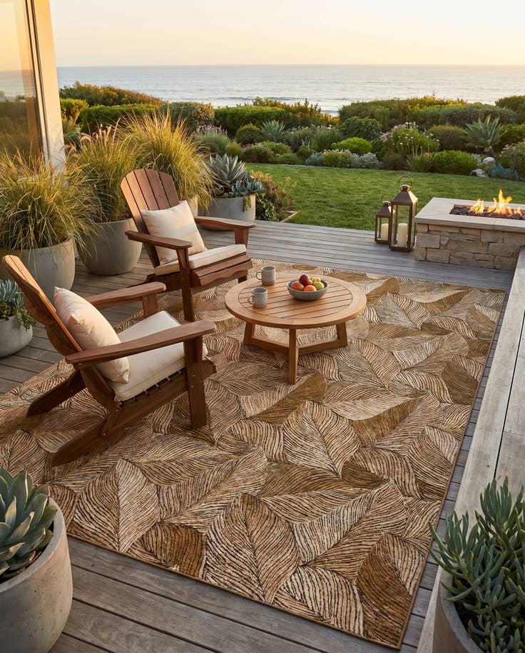 Detail image of 10' x 14' Easy-Clean Botanical Indoor / Outdoor Rug