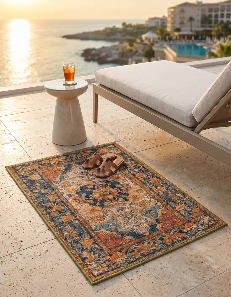 Detail image of 2' x 3' Easy-Clean Traditional Indoor / Outdoor Rug