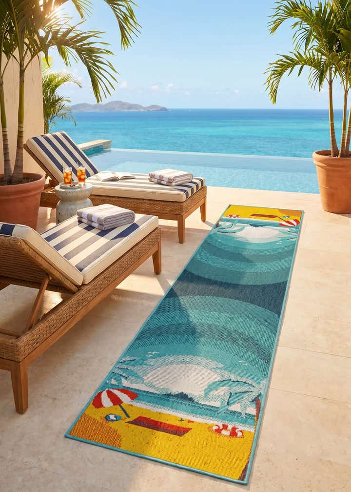 2' x 8' Easy-Clean Coastal Indoor / Outdoor Runner Rug