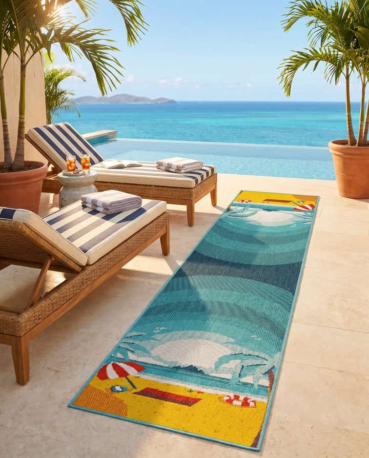 2' x 8' Easy-Clean Coastal Indoor / Outdoor Runner Rug
