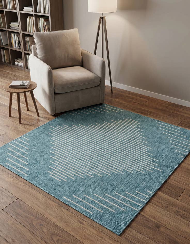 Detail image of 5' 3 x 5' 3 Easy-Clean Modern Indoor / Outdoor Square Rug