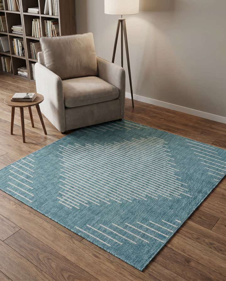 5' 3 x 5' 3 Easy-Clean Modern Indoor / Outdoor Square Rug