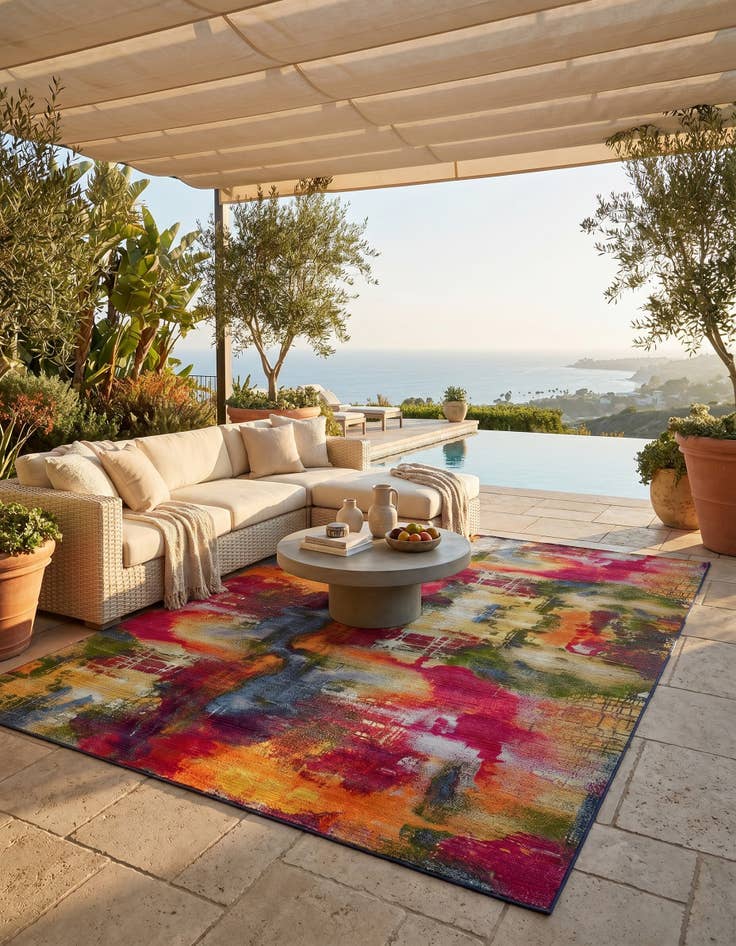 Detail image of 8' x 11' 4 Easy-Clean Modern Indoor / Outdoor Rug