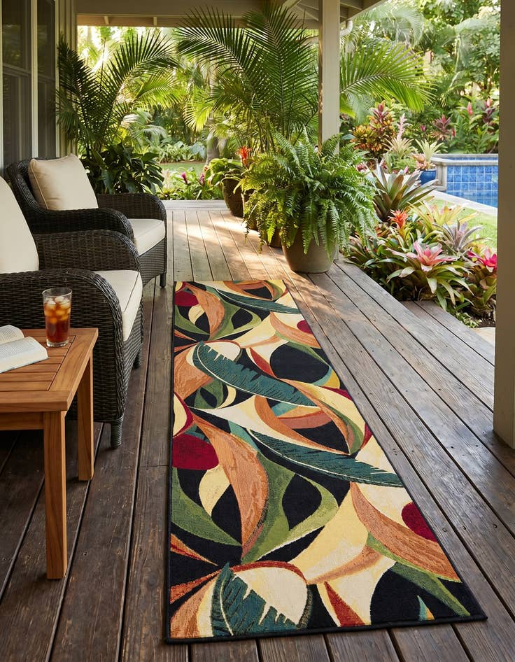 Detail image of 2' 7 x 10' Easy-Clean Botanical Indoor / Outdoor Runner Rug