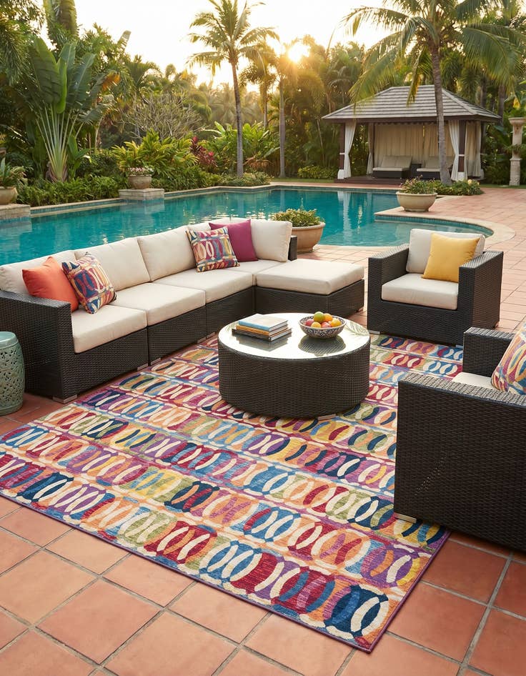 Detail image of 9' x 12' Easy-Clean Modern Indoor / Outdoor Rug