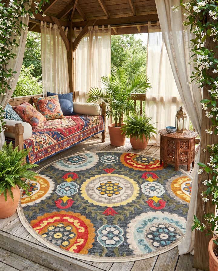 6' x 6' Easy-Clean Casablanca Indoor / Outdoor Round Rug