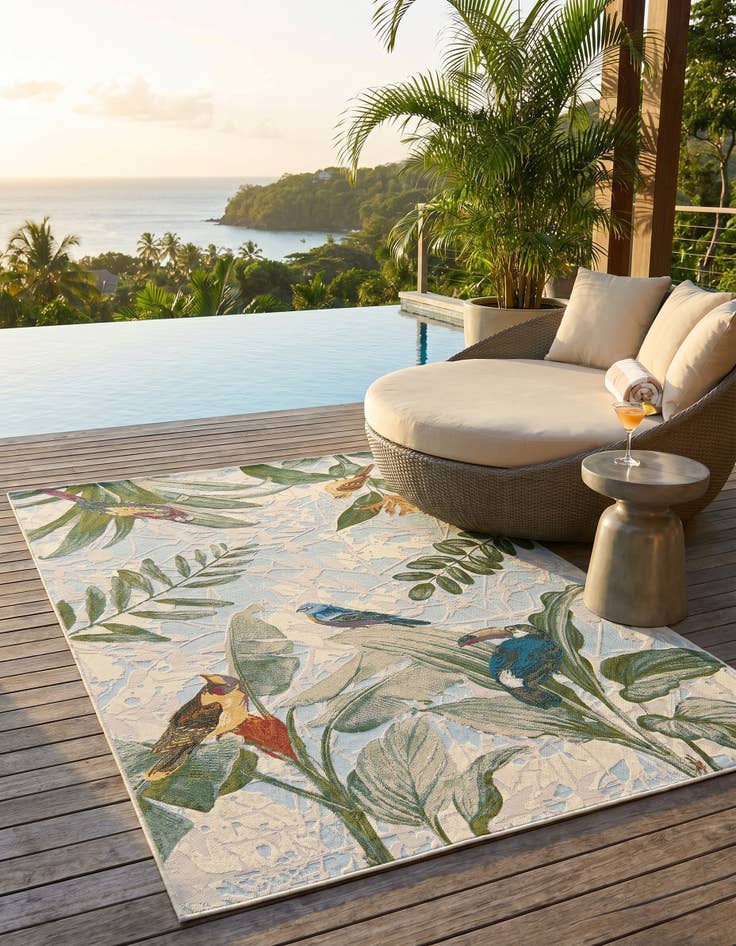 Detail image of 5' 3 x 8' Easy-Clean Botanical Indoor / Outdoor Rug