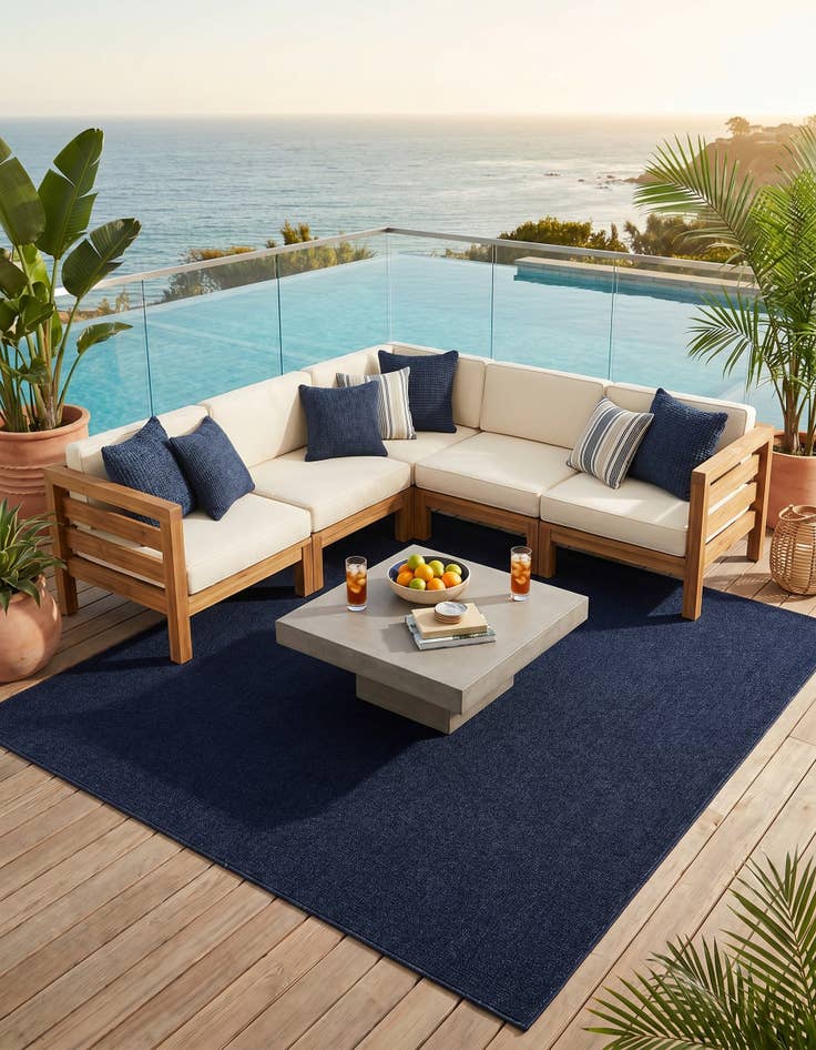 Detail image of 7' 10 x 7' 10 Easy-Clean Solid Indoor / Outdoor Square Rug