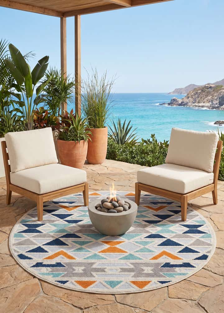 5' 3 x 5' 3 Easy-Clean Aruba Indoor / Outdoor Round Rug