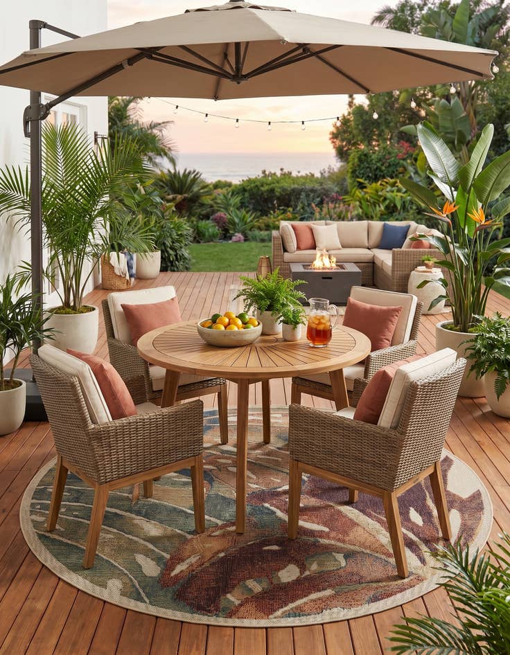 Detail image of 7' x 7' Easy-Clean Baja Indoor / Outdoor Round Rug