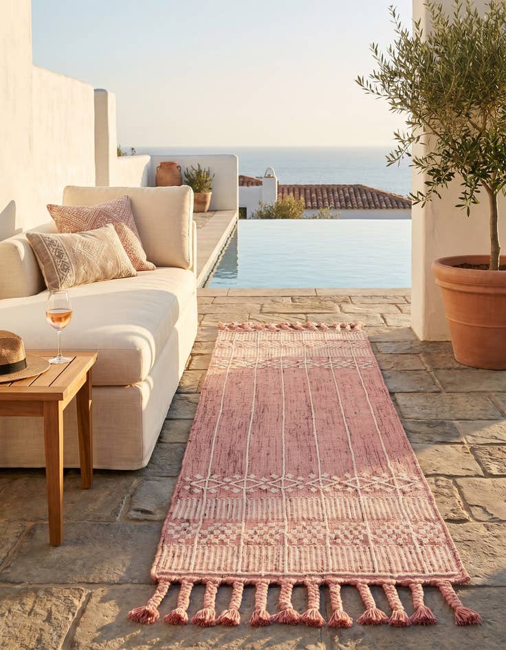 Detail image of 2' 2 x 6' 7 Easy-Clean Eco Bohemian Indoor / Outdoor Runner Rug