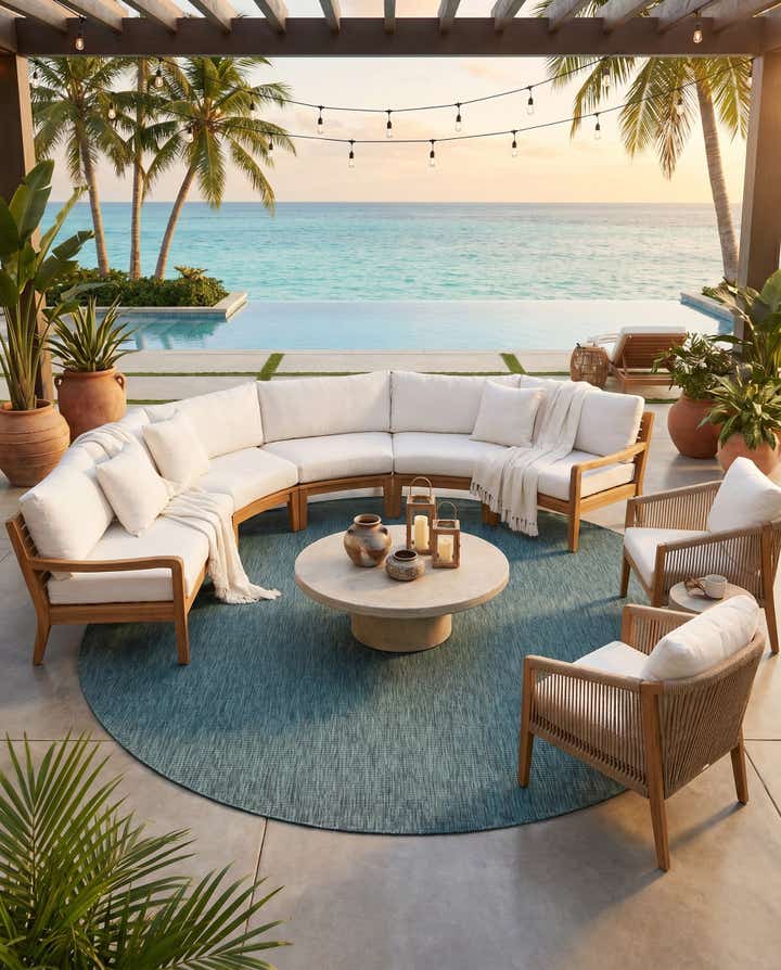 13' x 13' Easy-Clean Solid Indoor / Outdoor Round Rug