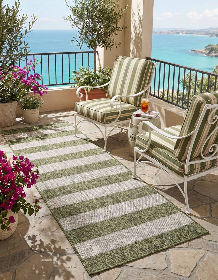 Detail image of 2' x 6' Easy-Clean Ribbon Indoor / Outdoor Runner Rug