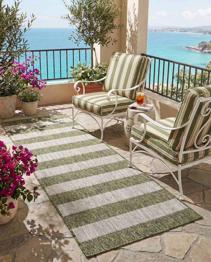 Detail image of 2' x 6' Easy-Clean Ribbon Indoor / Outdoor Runner Rug