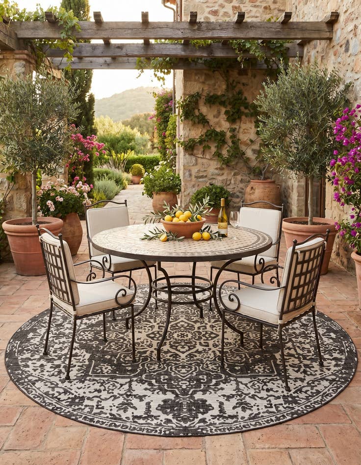 Detail image of 10' 8 x 10' 8 Easy-Clean Jill Zarin Dubai Indoor / Outdoor Round Rug