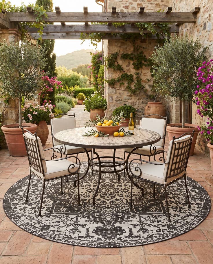 Detail image of 10' 8 x 10' 8 Easy-Clean Jill Zarin Dubai Indoor / Outdoor Round Rug