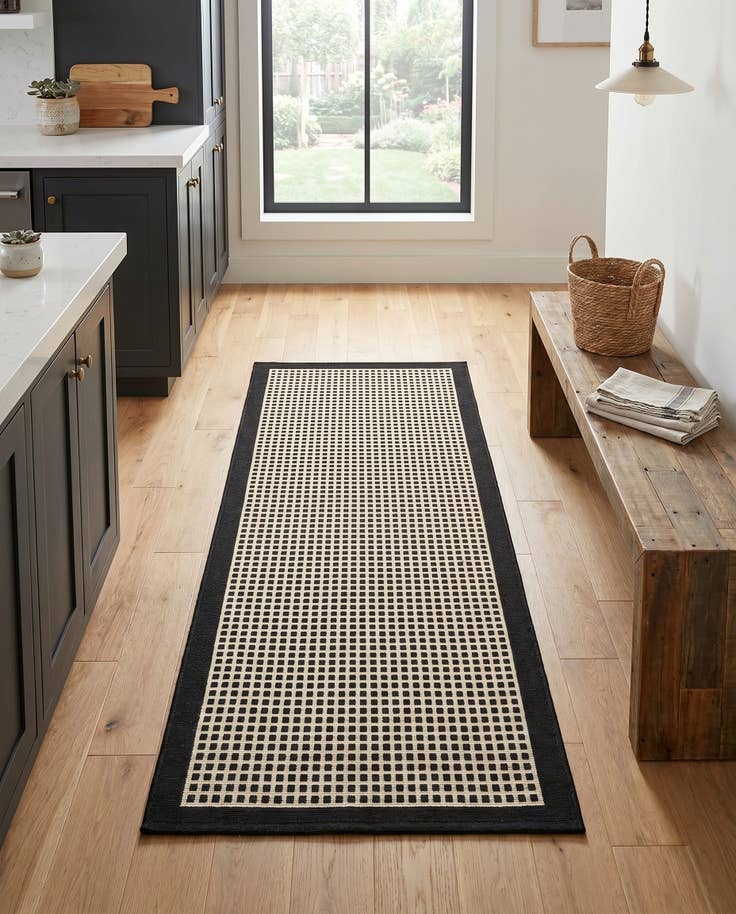 Detail image of 2' x 5' Easy-Clean Border Indoor / Outdoor Runner Rug