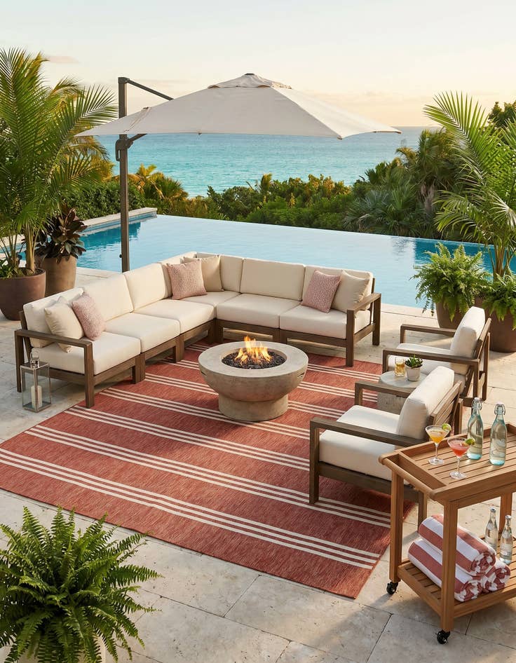 Detail image of 13' x 13' Easy-Clean Jill Zarin Anguilla Indoor / Outdoor Square Rug