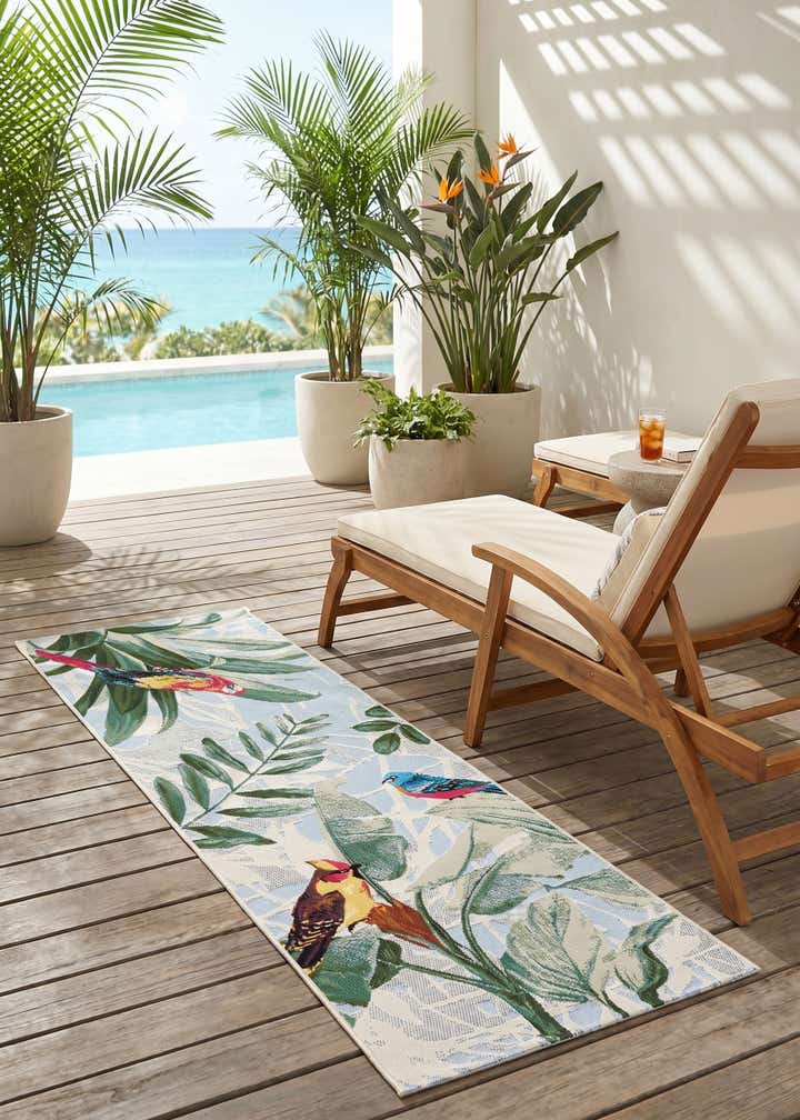 2' x 6' Easy-Clean Botanical Indoor / Outdoor Runner Rug