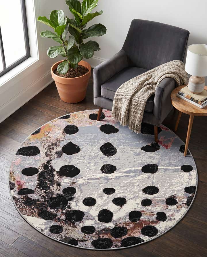 4' x 4' Easy-Clean Modern Indoor / Outdoor Round Rug