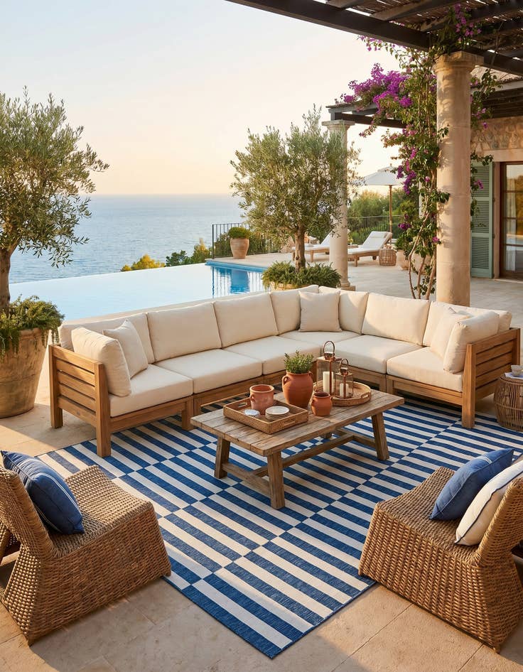 Detail image of 9' x 12' Easy-Clean Ribbon Indoor / Outdoor Rug