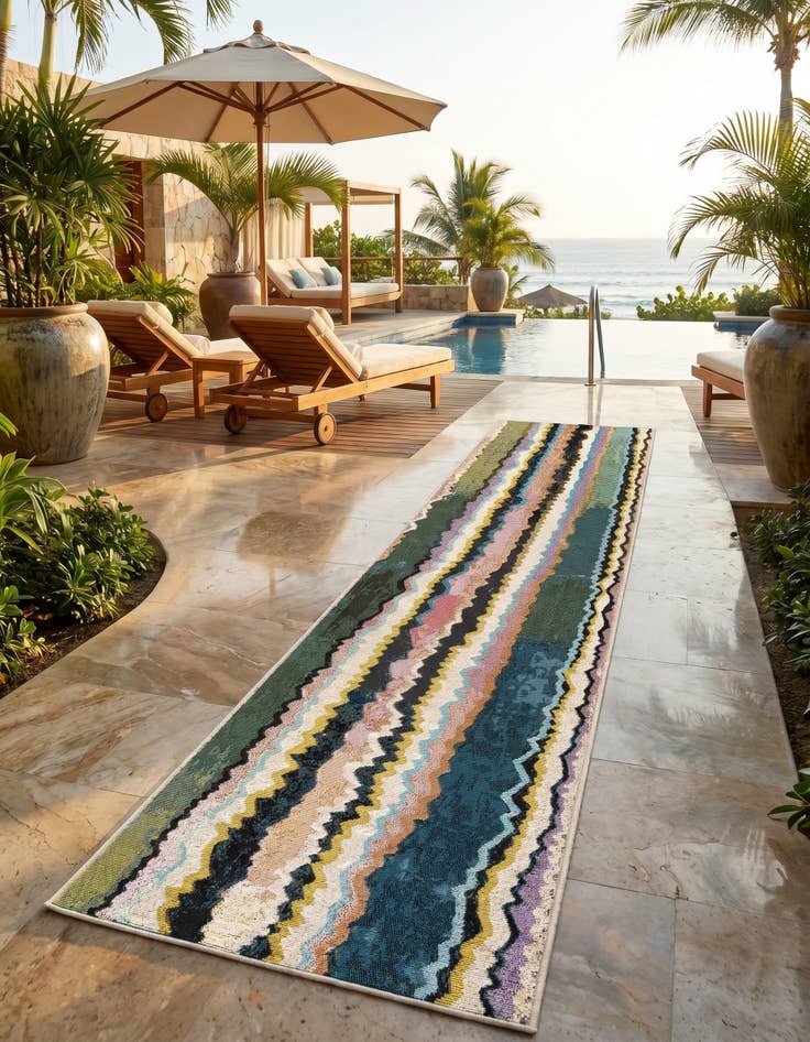 Detail image of 2' x 8' Easy-Clean Modern Indoor / Outdoor Runner Rug