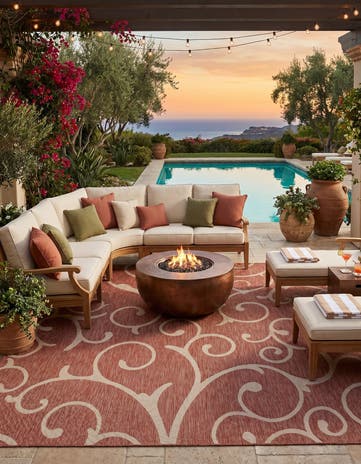 13' x 13' Easy-Clean Botanical Indoor / Outdoor Square Rug