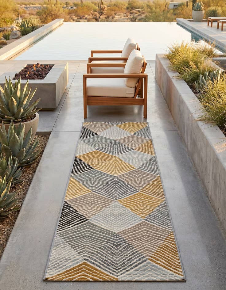 Detail image of 2' x 6' Easy-Clean Modern Indoor / Outdoor Runner Rug