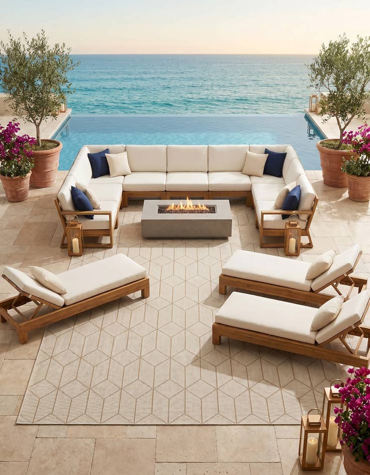 Detail image of 10' x 14' 1 Easy-Clean Trellis Indoor / Outdoor Rug