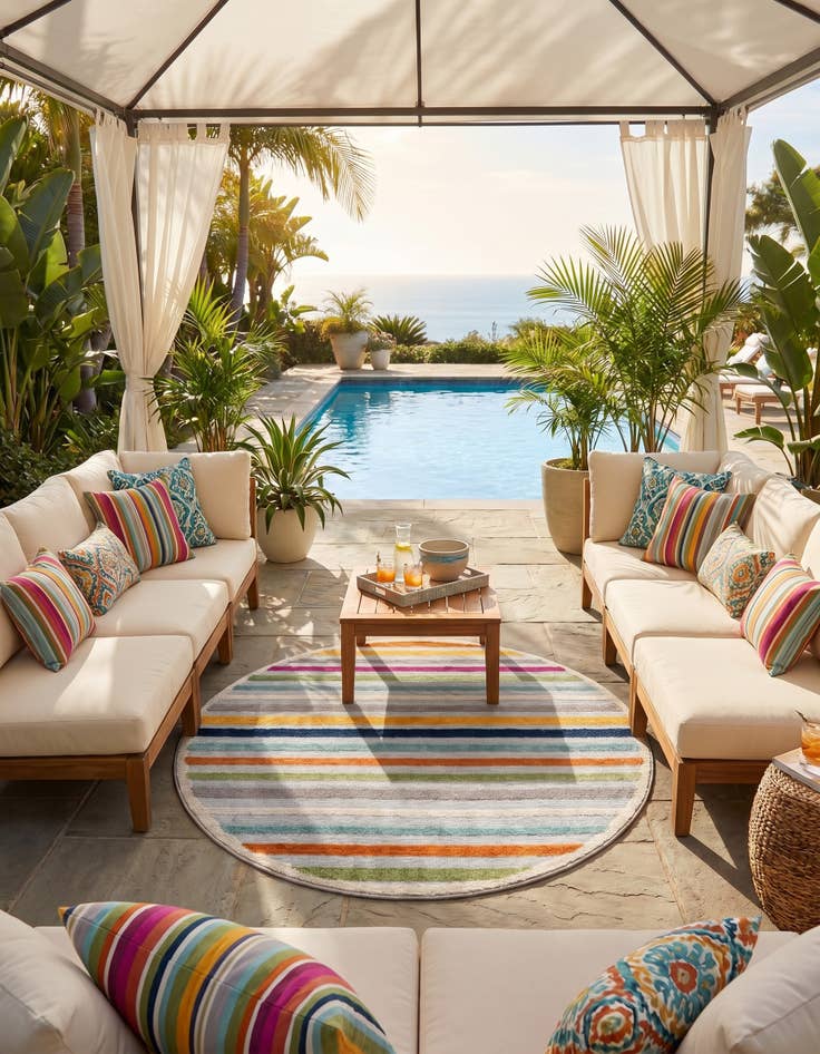 Detail image of 5' 3 x 5' 3 Easy-Clean Aruba Indoor / Outdoor Round Rug