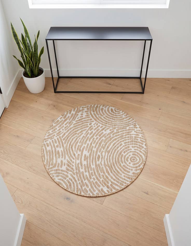 Detail image of 3' x 3' Easy-Clean Modern Indoor / Outdoor Round Rug