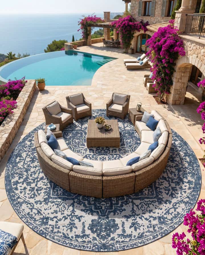 13' x 13' Easy-Clean Jill Zarin Dubai Indoor / Outdoor Round Rug