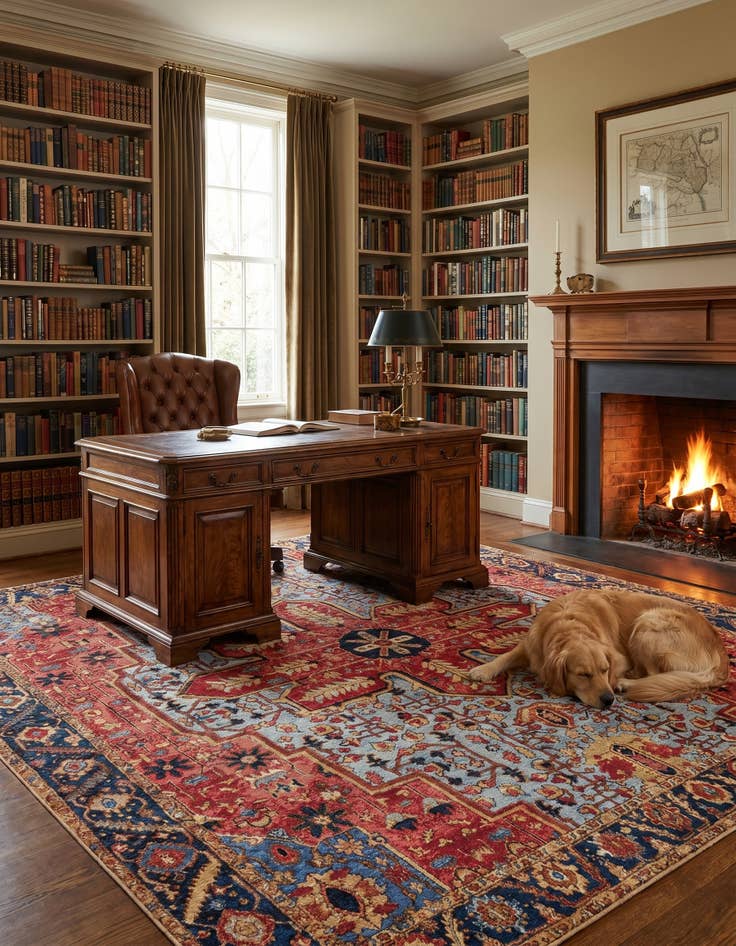 Detail image of 10' x 10' Easy-Clean Traditional Indoor / Outdoor Square Rug