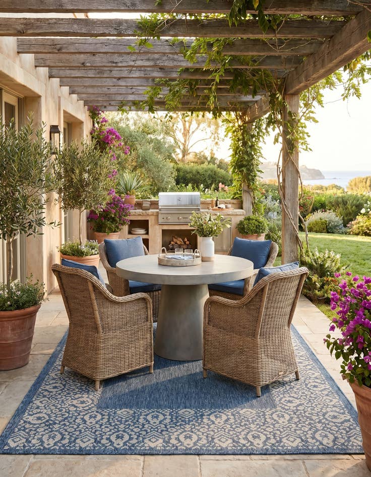 Detail image of 5' 3 x 7' Easy-Clean Border Indoor / Outdoor Rug