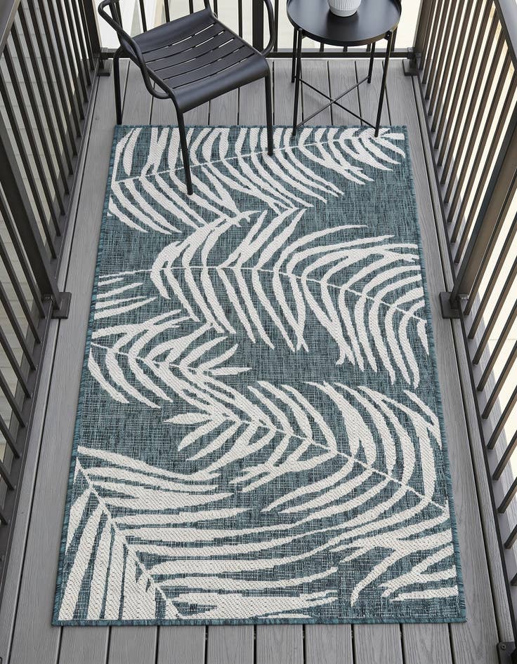 Detail image of 3' x 5' 3 Easy-Clean Botanical Indoor / Outdoor Rug